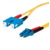 TELEGRTNER FO Duplex adapterio kabeliai 2x E9/125 OS2, 1x SC Duplex - 1x LC Duplex, geltoni, 2 m