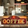 Sieninis šviestuvas TelForceone RETRO Metal Sign LED šviežiai užplikyta kava"Forever" šviesiai