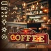 Sieninis šviestuvas TelForceone RETRO Metal Sign LED šviežiai užplikyta kava"Forever" šviesiai