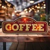 Sieninis šviestuvas TelForceone RETRO Metal Sign LED šviežiai užplikyta kava"Forever" šviesiai