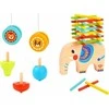 Tooky Toys Medinių vikrumo žaidimų rinkinys TOOKY TOY su drambliuku 46vnt