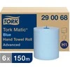 Mėlyna Popieriniai rankšluosčiai Tork Matic Soft Mėlyna Advanced H1 (290068), 2 sluoksniai, melsvos spalvos, 150m, 612 lapelių