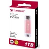 TRANSCEND ESD310P 1TB Išorinis kietasis diskas SSD USB 10Gbps Type C/A Rožinė