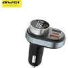 AWEI C-843 laisvų rankų įranga su FM siųstuvu, Bluetooth 5.0, MP3, 1xUSB+1xUSB-C juodos spalvos