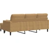 Trivietė sofa su pakoja, rudos spalvos, 180cm, aksomas