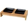 Trixie Bowl rinkinys, keramikos / medžio, 2 × 0,2 l, 28 × 5 × 15 cm, dubenys: juoda