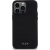 Tumi TUHMP15XRBAK Apple iPhone 15 Pro Max 6.7" juodos spalvos kietas dėklas, odinis balistinio rašto MagSafe dėklas