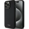 Tumi TUHMP15XRBAK Apple iPhone 15 Pro Max 6.7" juodos spalvos kietas dėklas, odinis balistinio rašto MagSafe dėklas
