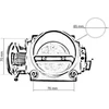 TurboWorks droselio techninė schema su matmenimis
