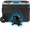 Profesjonalna Profesionalus TEESA kompresorinis kelioninis šaldytuvas su šaldymo funkcija, 50 l DC12/24 AC 230V, dideli ratukai ir tvirta rankena, „Bluetooth“, maitinimas baterijomis.