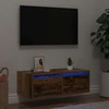 TV staliukas Televizoriaus spintelė su LED, medienos, 75x35,5x25 cm