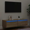 TV staliukas Televizoriaus spintelė su LED apšvietimu, ąžuolo, 100X35,5x25cm