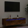 TV staliukas TV spintelė su LED lemputėmis, dūminio ąžuolo, 100X35,5x25 cm