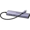 HUB Ugreen CM512 15598 6in1 USB-C – 3x USB-A 3.0 / HDMI / RJ45 / USB-C PD - pilka