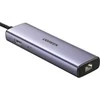 HUB Ugreen CM512 15598 6in1 USB-C – 3x USB-A 3.0 / HDMI / RJ45 / USB-C PD - pilka