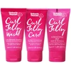 Set Umberto Giannini: Curl Jelly plaukų modeliavimo gelis garbanų apibrėžimui ir pūkų kontrolei, vidutinio fiksavimo, 50 ml + Curl Jelly plaukų šampūnas garbanoms apibrėžti, 50 ml + Curl Jelly plaukų kondicionierius garbanoms apibrėžti, 50 ml