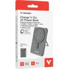 „Verbatim Charge ‘n’ Go 2C“ magnetinė belaidė išorinė baterija su stovu, 5000 mAh, 2 × USB-C, pilka