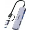 Unitek Hub 5w1 USB-A/C 5 Gbps su atminties kortelių skaitytuvu SD i micro SD