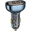 USAMS automobilinis įkroviklis 2xUSB+1xUSB-C 125W Fast Charge transparent mėlynos spalvos CC158CC02 (US-CC158)