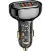 USAMS automobilinis įkroviklis 2xUSB+1xUSB-C 125W Fast Charge transparent juodos spalvos CC158CC01 (US-CC158)