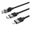 Usams BWOO Pintas "2-in-1" kabelis USB-C - USB-C ir "Lightning" 1 m 100W27W juodas