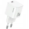 Laidinis įkroviklis USAMS JO Series CC260 20W USB-C + 1m USB-C/USB-C kabelis baltos spalvos