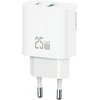 Laidinis įkroviklis USAMS CC315 T65 25W 1xUSB-C 1xUSB-A Fast Charging baltos spalvos