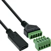 USB adapteris Delock InLine 92504F USB-C lizdas į 5 kontaktų terminalo bloką, adapterio kabelis – 1 m – juodas