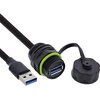 USB adapteris „Eaton InLine“ USB-A jungtis – IP68 – ekranuotas – lizdas–kištukas – 50 cm – juodas