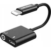 USB adapteris Vega Lightning - Jack 3.5mm + USB-C, juodas