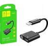 USB adapteris Vega Lightning - Jack 3.5mm + USB-C, juodas