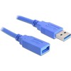 Delock ilgintuvas USB 3.0 tipo A vyriškas > USB 3.0 tipo A moteriškas 1 m mėlynas