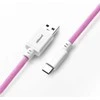 Klaviatūra CableMod PRO Coiled Cable susuktas klaviatūros laidas USB-C į USB Type A, Strawberry Kreminis – 150cm