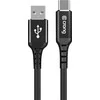 Crong Armor Link - USB-A to USB-C 60W 3A Braided Cable Power Delivery Fast Charging 25cm juodos spalvos