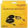 Delock Cable USB 2.0 A tipo kištukas > USB 2.0 B tipo kištukas 20 m