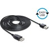 USB kabelis Delock USB-A - USB-A 5 m Juodas (83373)