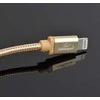 GEMBIRD CCB-mUSB2B-AMLM-6-G USB–8 kontaktų kabelis, medvilninis pintas metalinis jungiklis, 1,8 m, auksinis