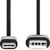 USB kabelis Nedis USB-A - USB-C 1 m juodas (CCGL60600BK10)
