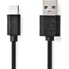 USB kabelis Nedis USB-A - USB-C 1 m juodas (CCGL60600BK10)