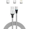 USB kabelis Savio USB-A - USB-C + microUSB + Žaibas 1 m Sidabrinis (1 _ 790966)