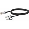 USB kabelis Schwaiger USB-A - USB-C + microUSB + Žaibas 1,5 m juoda (LU100533)