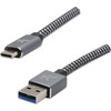 USB kabelis su logotipu (3.2 kartos 1), USB A M - USB C (M), 2m, 5 Gb/s, 5V/2A, rutulinis, dėžutė, metalinis pintas, aliuminio jungties dangtelis