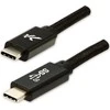 USB kabelis su logotipu (3.2 kartos 2), USB C (M) - USB C (M), 1 m, maitinimo šaltinis 100 W, 10 Gb/s, 20 V / 5 A, juodas, dėžutė, su nailono danga, aliuminis