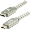 USB kabelis „Logo“ (3.2 kartos 2), USB C (M) - USB C (M), 1m, maitinimo šaltinis 100W, 10 Gb/s, 20V/5A, sidabrinė, dėžutė, su nailono danga, aliuminis