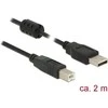 USB kabelis Delock USB-A - USB-B 2 m juoda (84897)