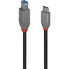 USB Kabelis - LINDY Anthra Line USB 3.2 Type C į B Laidas, M/M, 5Gbps, 4.5W, 1 m, Juodas