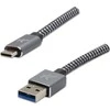 Logo USB kabelis (3.2 kartos 1), USB A M - USB C (M), 1 m, 5 Gb/s, 5V/3A, rutulys, dėžutė, metalinis pintas, aliuminio jungties dangtelis