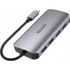 USB-C šakotuvas - UNITEK 2X HDMI 4K, RJ45, PD 100W Pilkas