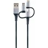 USB kabelis Schwaiger USB-A - USB-C + microUSB + Žaibas 1,5 m juoda (LU100533)