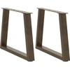 Kavos staliuko kojelės, V formos, 2 vnt., natūralus plienas, 50x(42-43,3) cm, plienas